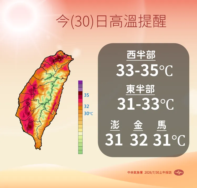 高溫預報。氣象署提供