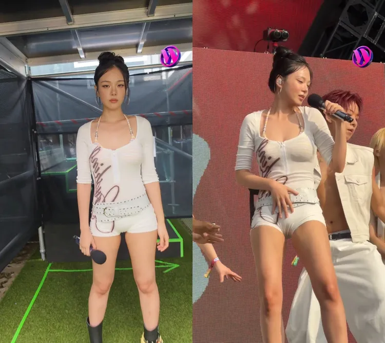 BIBI以白色緊身連身褲亮相，好身材展露無遺。翻攝WATERBOMB IG