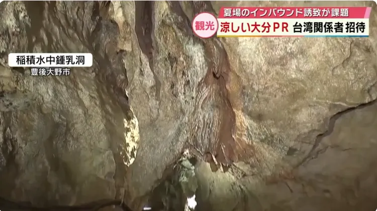 大分縣鐘乳石洞夏天仍有16度涼爽。大分電視台