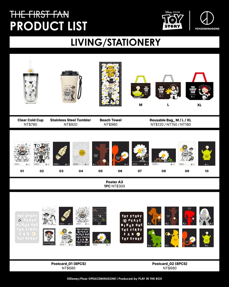 PEACEMINUSONE與《玩具總動員》推出多款限定商品。品牌提供