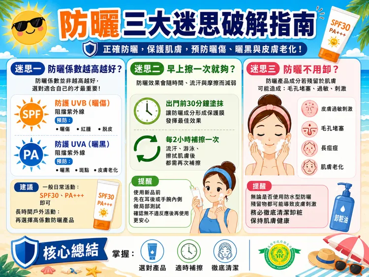 防曬三大迷思破解指南。翻攝畫面