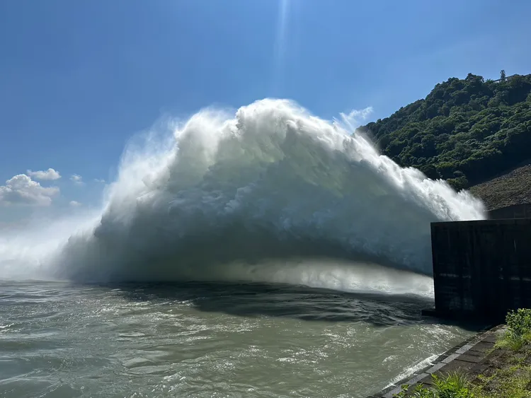 石門水庫排砂隧道今上午調節性放水。北區水資源分署提供