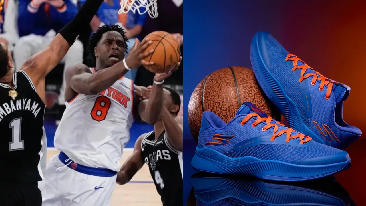 NBA尼克隊阿努諾比腳上的SKECHERS戰靴爆紅。美聯社、品牌提供
