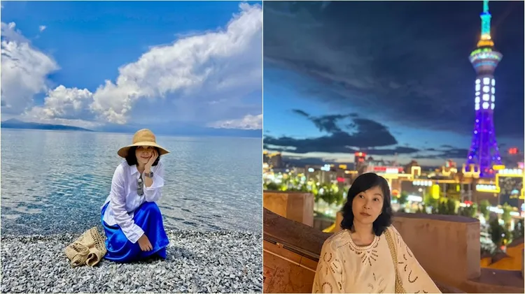 張玉嬿除了看名勝景點外，也到都市看不同風景。翻攝自張玉嬿臉書