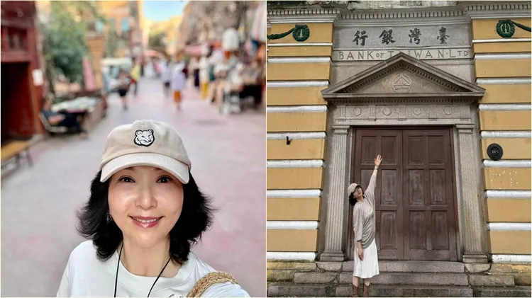 張玉嬿廣州轉機還發現台灣銀行舊址。翻攝自張玉嬿臉書