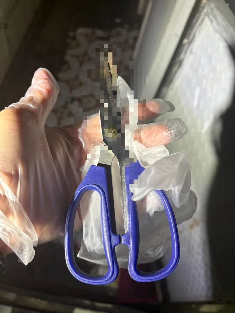 警方查扣作案用剪刀。翻攝畫面