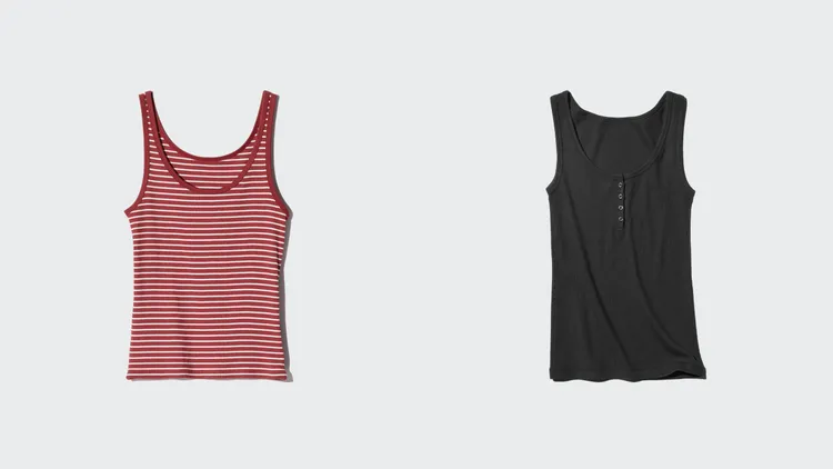 UNIQLO羅紋背心（左）、亨利領背心（右），各290元。品牌提供