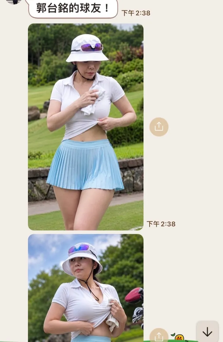 網友以訛傳訛，散播郭董的女球友AI照。翻攝網路