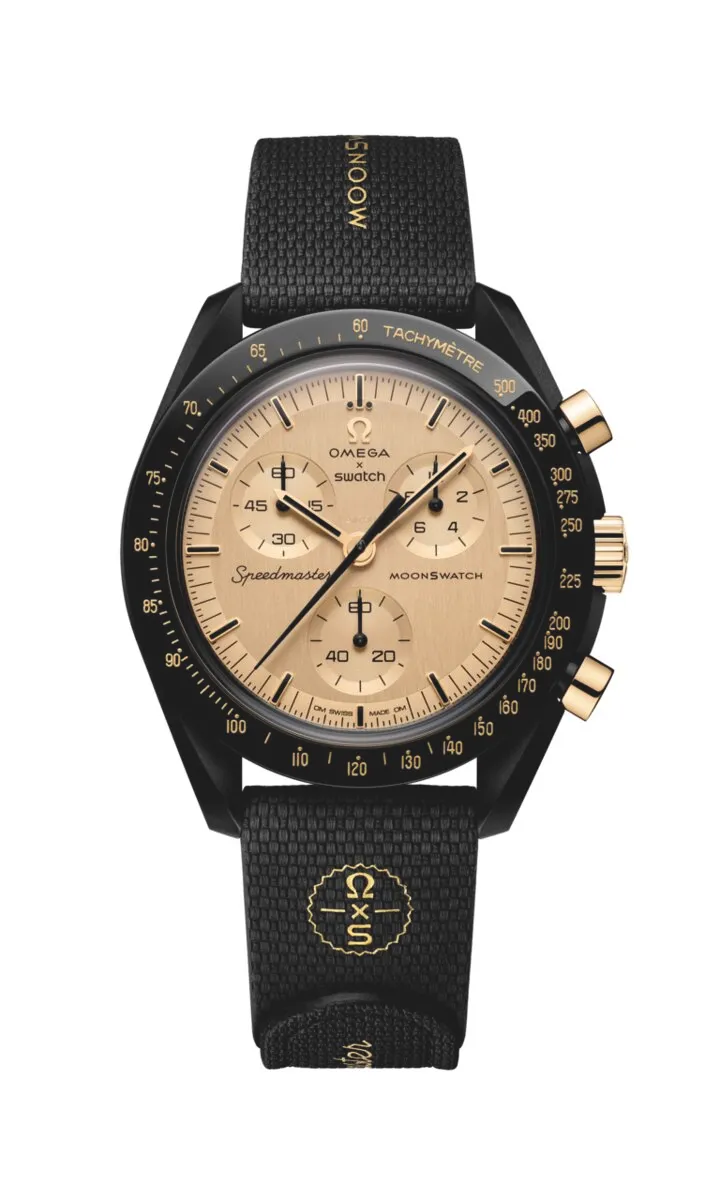 SWATCH X OMEGA MISSION TO THE MOON 1969腕錶，500瑞士法郎（折合台幣約2萬元）。品牌提供