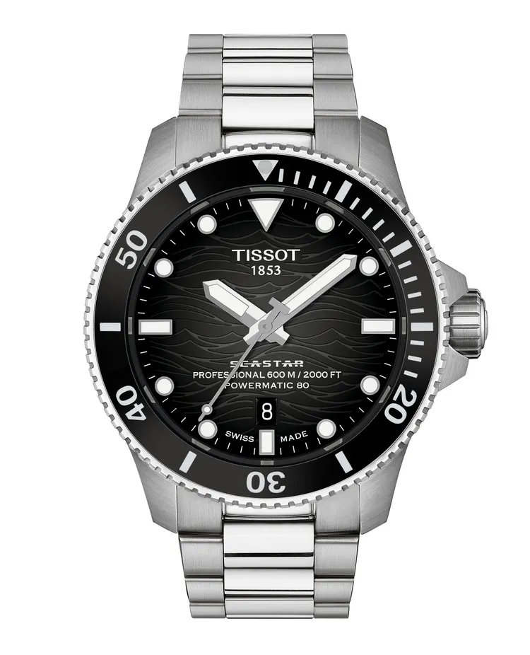 TISSOT海星系列防水600米專業版自動腕錶，各3萬2500元。品牌提供