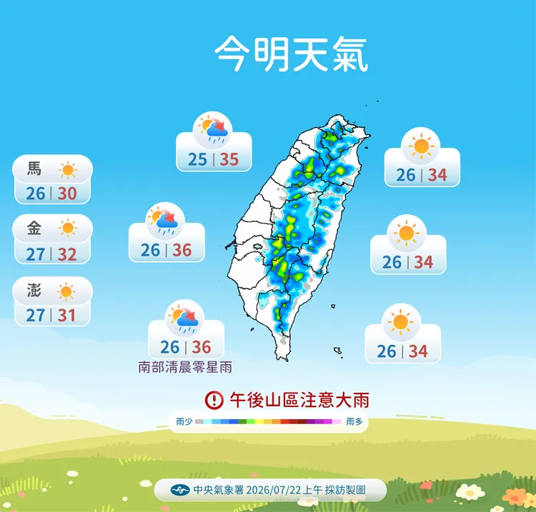 今明天氣。氣象署提供