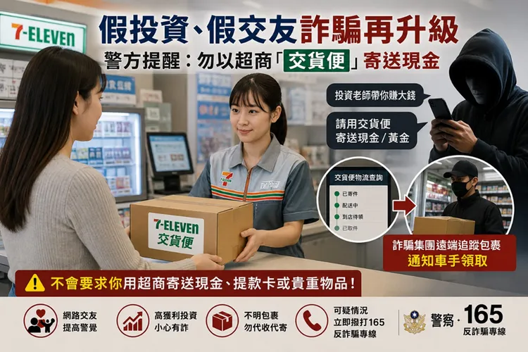 警方提醒勿以超商交貨便寄送現金。警方提供