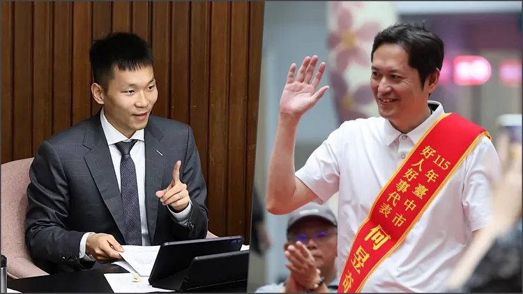 運彩公會理事長何昱奇（右）向李洋致歉。合成照片