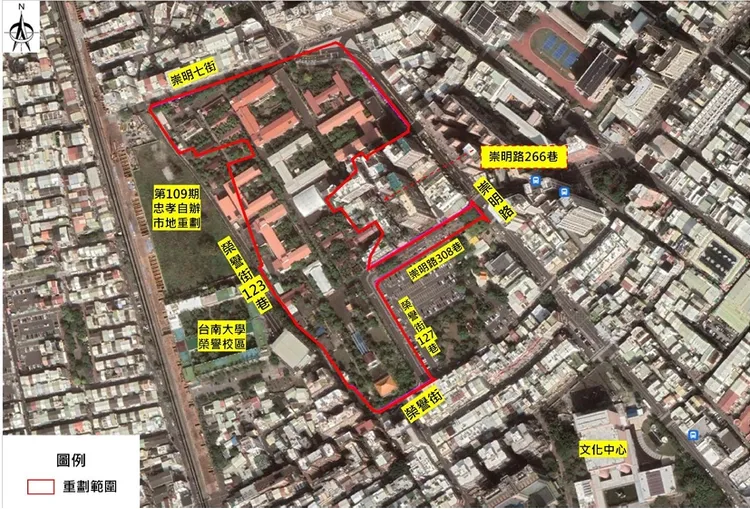 臺南市東區機35市地重劃區域範圍。南市地政局提供