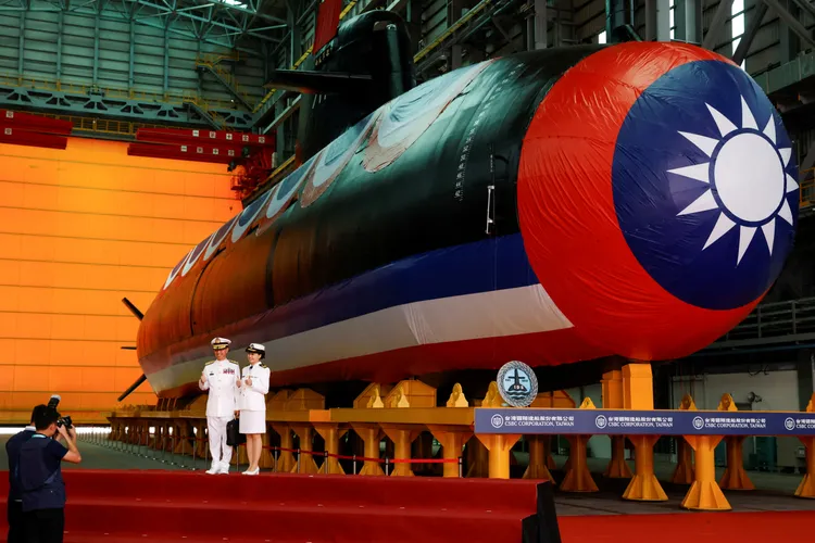 我國首艘國造潛艦「海鯤號」在2023年9月命名、公開亮相。資料照片