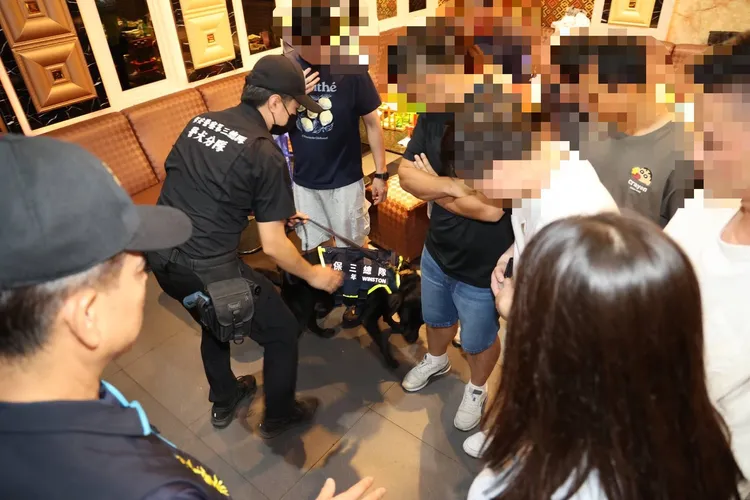 臨檢出動保三總隊緝毒犬。翻攝畫面