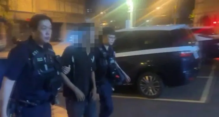 警方逮捕涉案男子。民眾提供
