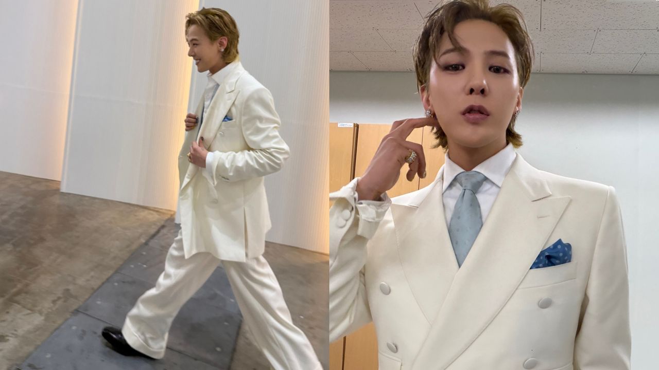 G-DRAGON根本白馬王子!純白西裝混搭復古波點帥又俏皮
