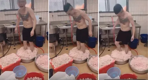 噁爆！台中炸雞店員工赤腳踩雞皮「去角質」　業者滅火：報廢食材