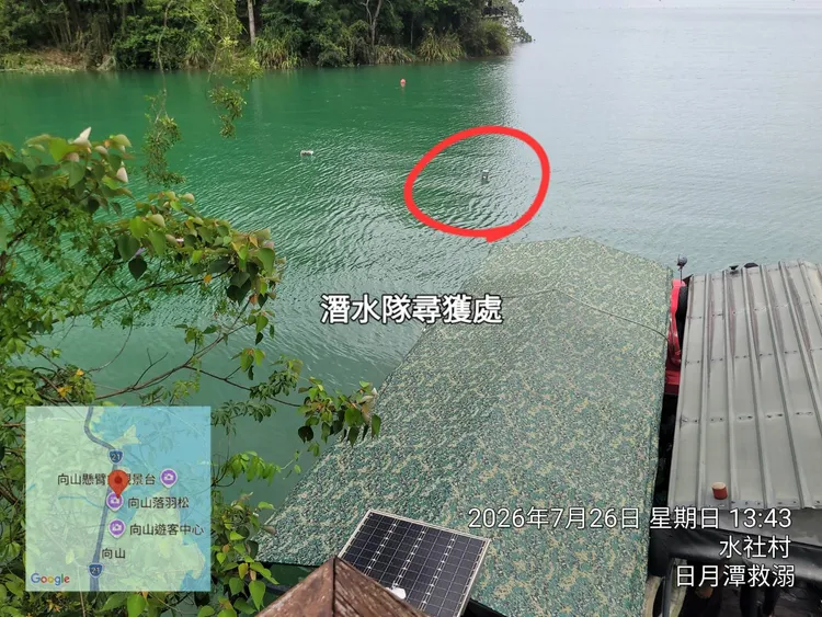 溺斃男大生遺體在永結橋及向山遊客中心之間的水域被發現。民眾提供