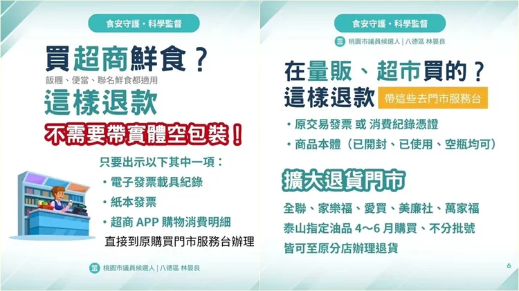 超商、量販門市也能退。翻攝自林晏良臉書