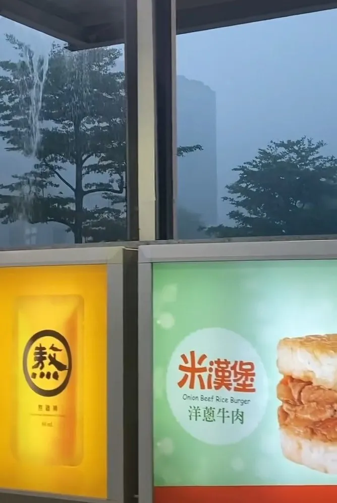 外頭雨勢猛烈，雨水沿著屋簷不斷傾瀉而下。Threads網友「@imellee.w」授權提供