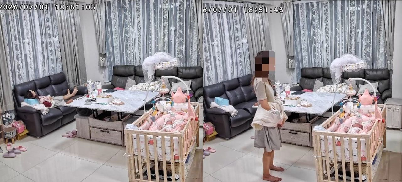 保母顧雙胞胎竟躺沙發爽睡 孩子哭鬧、尿布「一大包」不理 家長氣炸