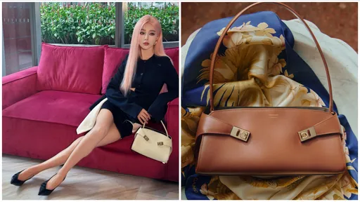 范冰冰粉色髮造型如AI　 手上的Ferragamo Hug包有橫向新輪廓