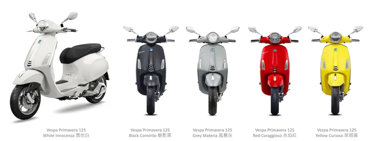     2026年式Vespa Primavera 125提供雪地白、魅影黑、赤焰紅、風暴灰與萊姆黃等5款車色，並推出13萬元9期0利率或現金購車送交車禮方案。業者提供