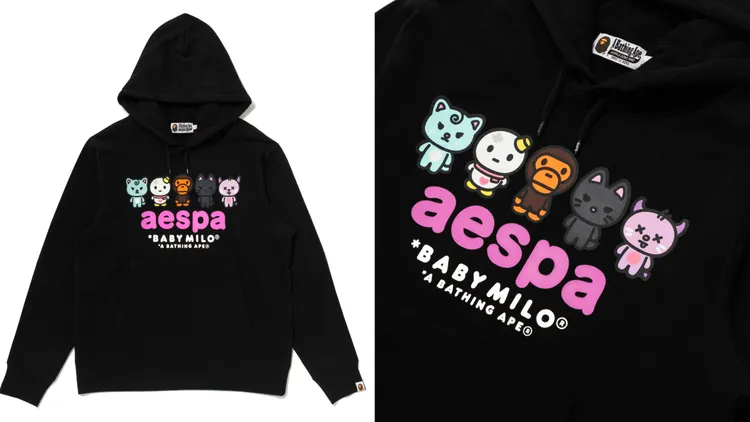BAPE X AESPA聯名系列BABY MILO PULLOVER HOODIE，8639元。品牌提供