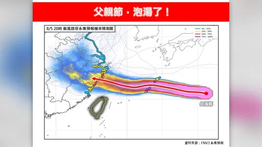 白海豚颱風攪局！父親節恐泡湯　專家估海警機率逾85％
