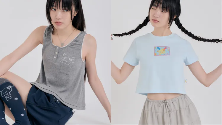 mini matters花小兔無袖睡衣（左）、花花花小兔合身T（右），各1380元。品牌提供