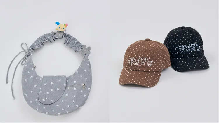 mini matters花小兔2way包包（左）2180元、花小兔點點棒球帽（右）各780元。品牌提供