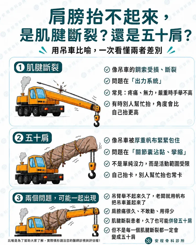 嚴可倫把肩膀比喻成吊車。翻攝嚴可倫臉書