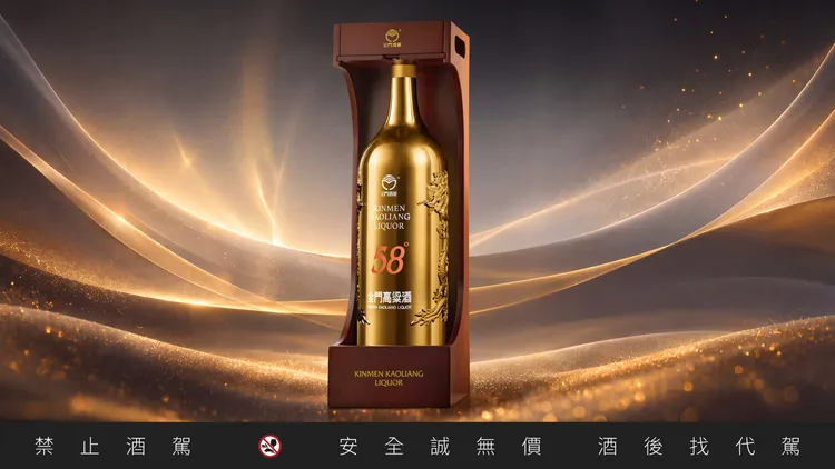 鍍金瓶內灌裝拿下逾20面世界烈酒大賽金牌的58度金門高粱酒。黑松提供