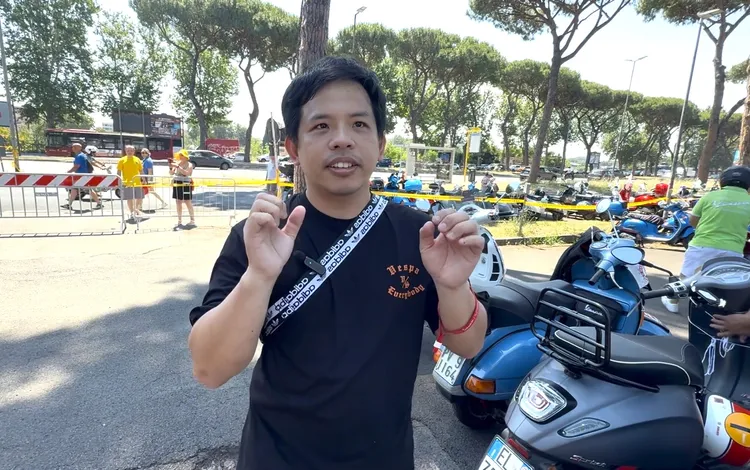 車迷林宏碧此次特地前往義大利參與盛會，親眼見證全球Vespa車迷齊聚羅馬的熱情氛圍。林浩昇攝