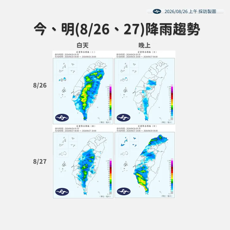 降雨趨勢。氣象署提供