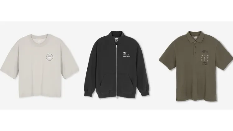 Roots Nova Park系列 短袖上衣（左起）2080元、棒球外套4080元、短袖POLO衫2580元。品牌提供