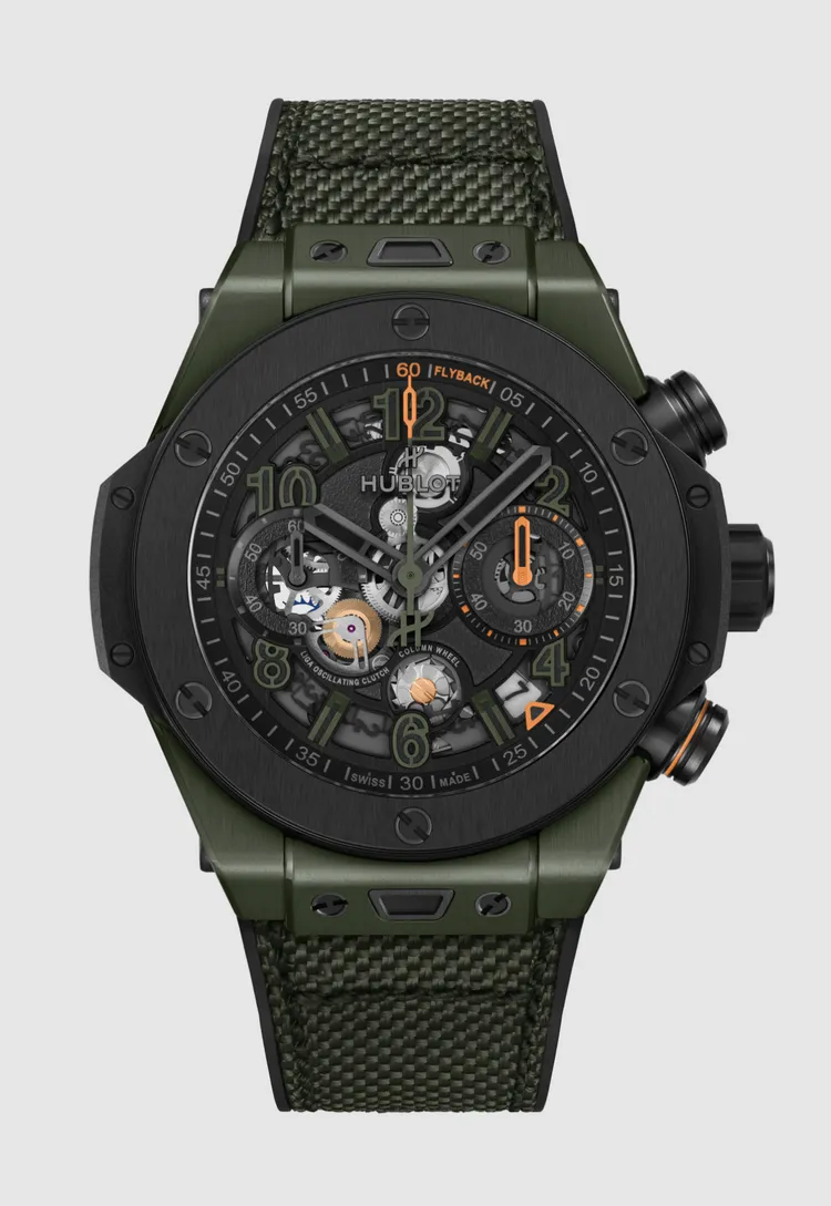 HUBLOT Big Bang Reloaded深綠色陶瓷計時碼錶，74萬6000元。翻攝品牌官網