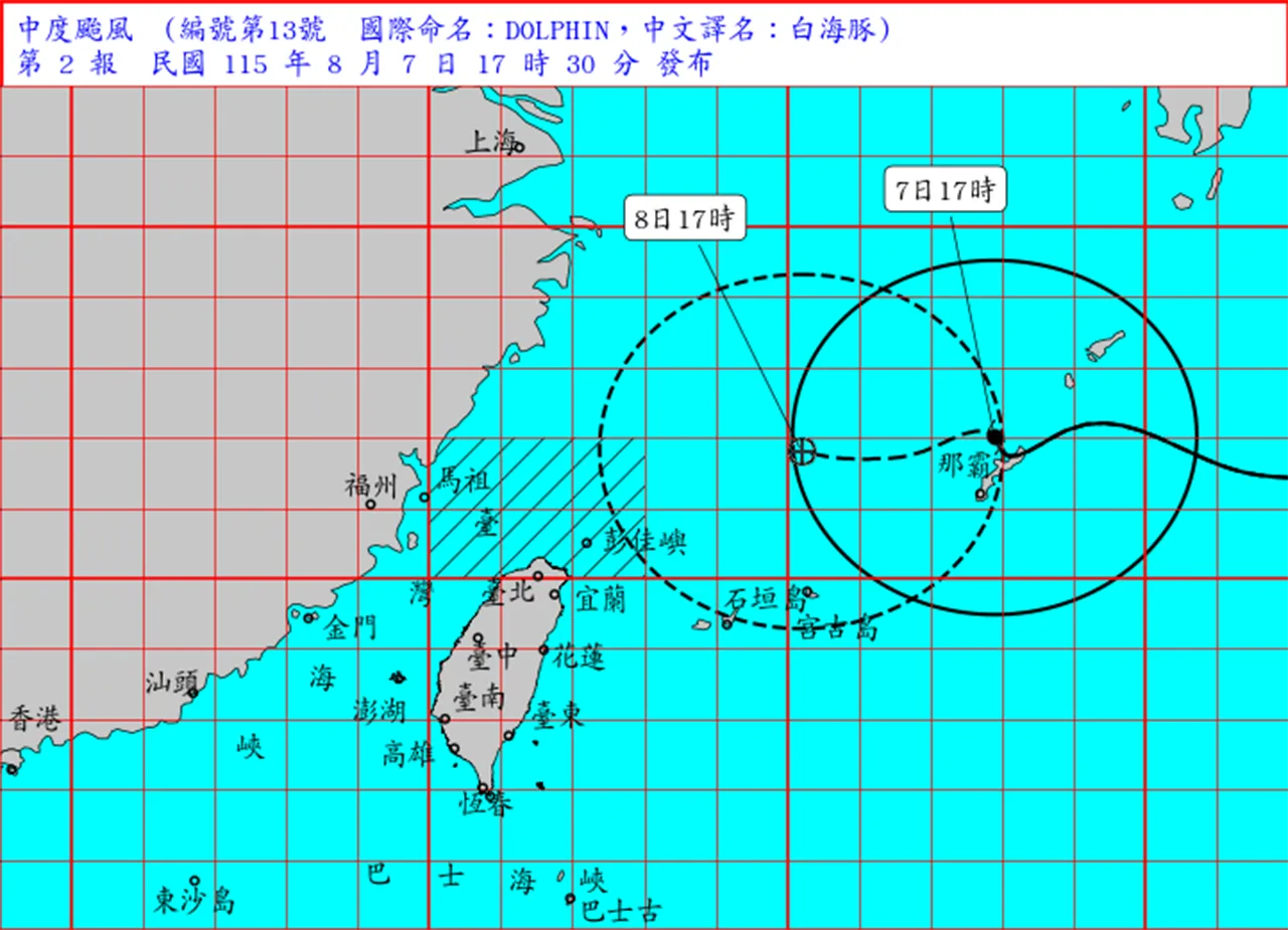 中颱白海豚明後天最接近　台中以北防豪雨