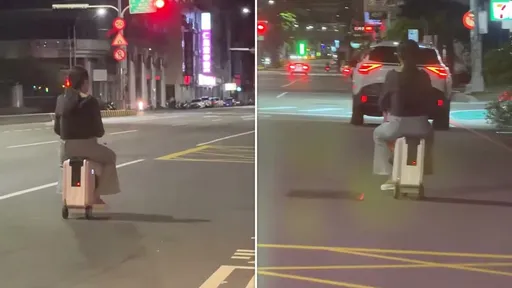 傻眼！台中女騎電動行李箱上路　警：最重可罰3600元