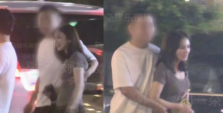 男友一路把手放在彭小冉胸部下方，互動親密。翻攝吃瓜掌門_微博