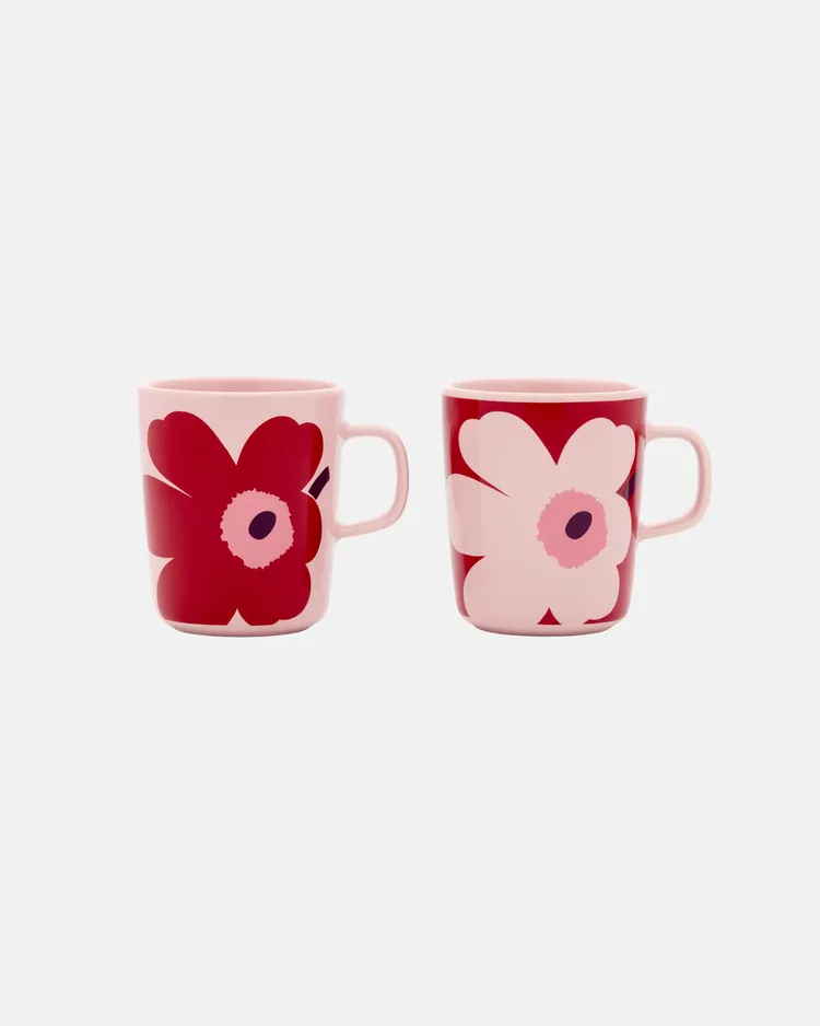 Marimekko紅粉雙色Unikko游霓可印花馬克杯，2290元。品牌提供