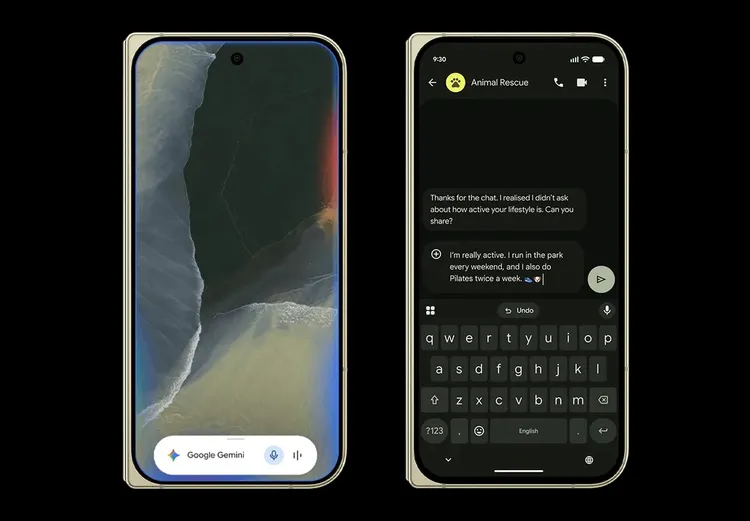 Pixel 11 Pro Fold採書本式摺疊設計，外螢幕可直接使用Google Gemini與通訊App，兼顧單手操作及展開後的大螢幕體驗。翻攝Evan Blass