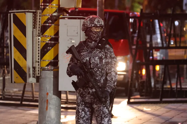 憲兵士兵。記者李俊毅攝