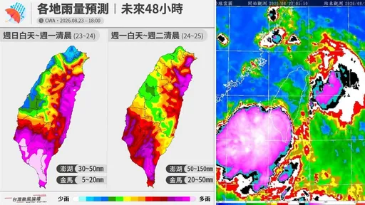 南台灣暴雨48小時「紫到發白」　猶如823水災很危險