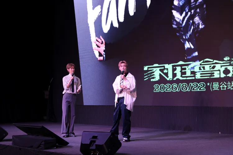 夏和熙（左）擔任新老闆炎亞綸粉絲見面會主持人，坦言怕被開除。晴空鳥提供