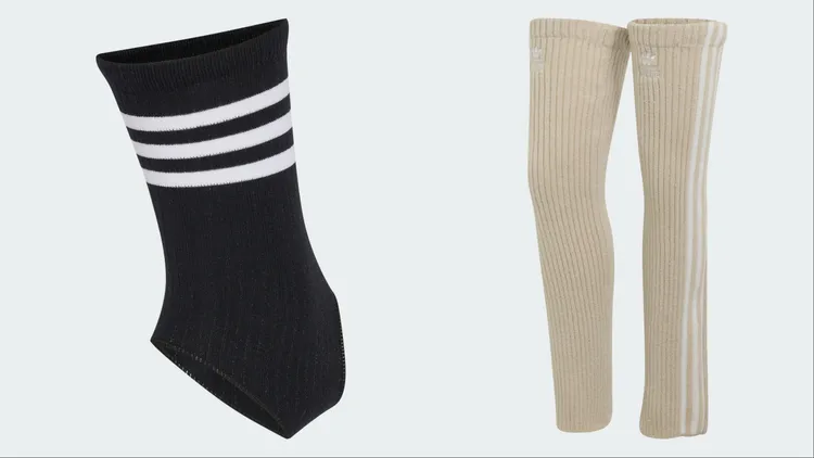 adidas Originals by JENNIE短襪套（左）590元、針織長襪套（右）1490元。品牌提供