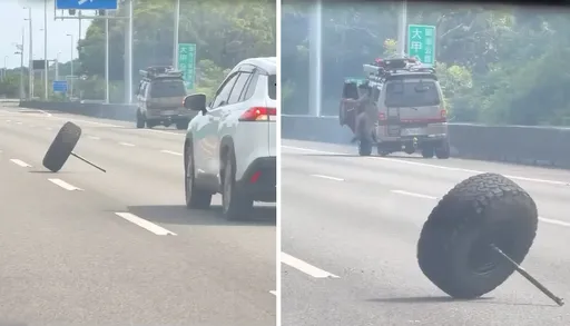 羽球國手國道目擊車輛輪胎脫落　車上載老婆小孩！嚇他一身冷汗