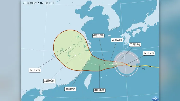 白海豚颱風外圍雲系接近，今天（7日）下半天有機會發布海上颱風警報，明不排除發陸警。中央氣象署